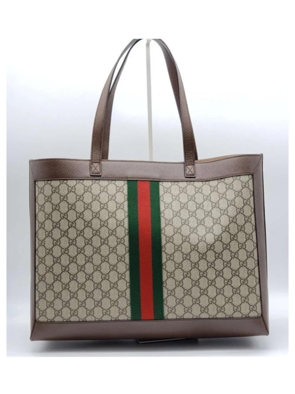 Authentic Gucci Ophidia GG Supreme Canvas Large Tote Bag Web Stripe Shoulder Bag - Picture 3 of 15